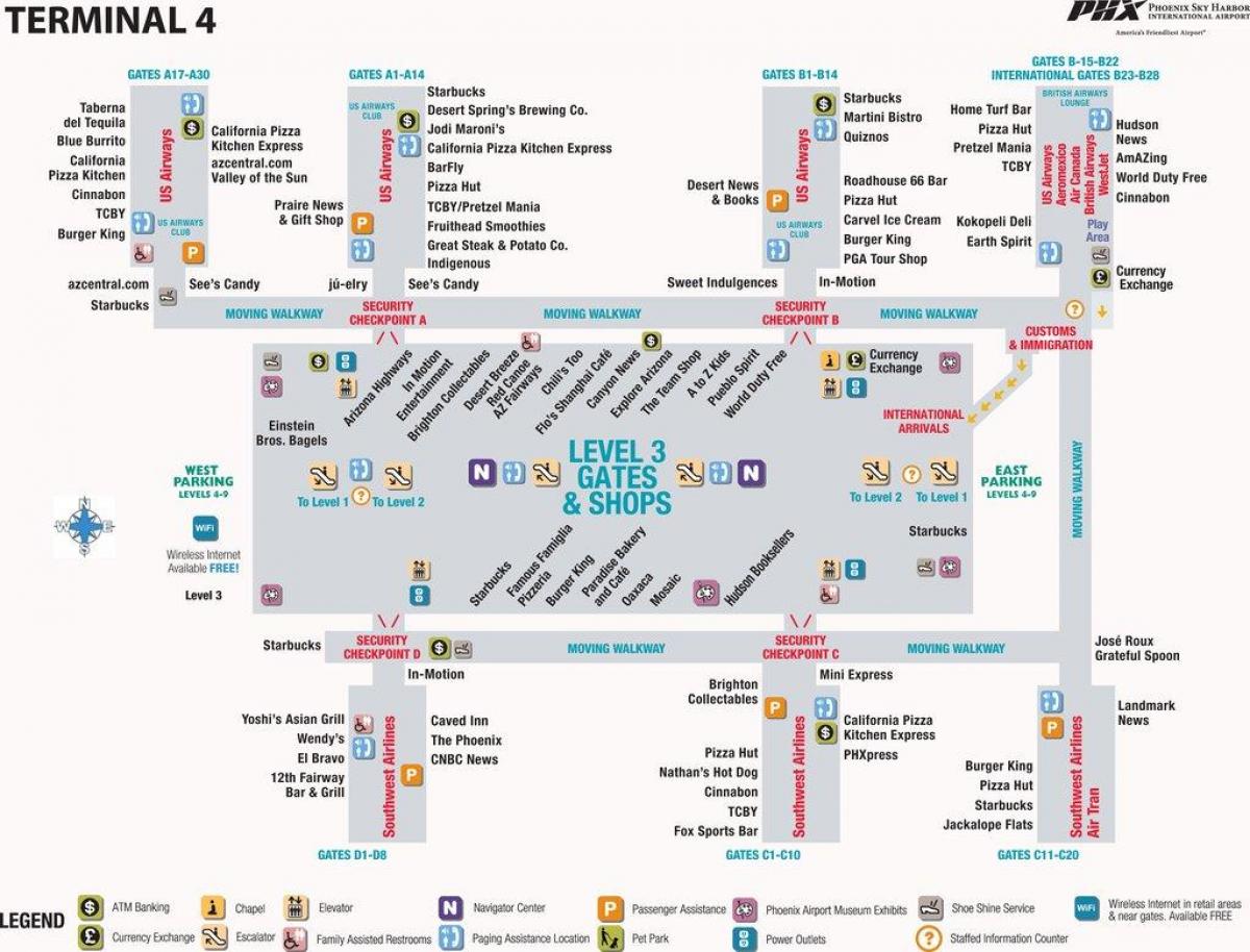 Phoenix airport χάρτης terminal 4