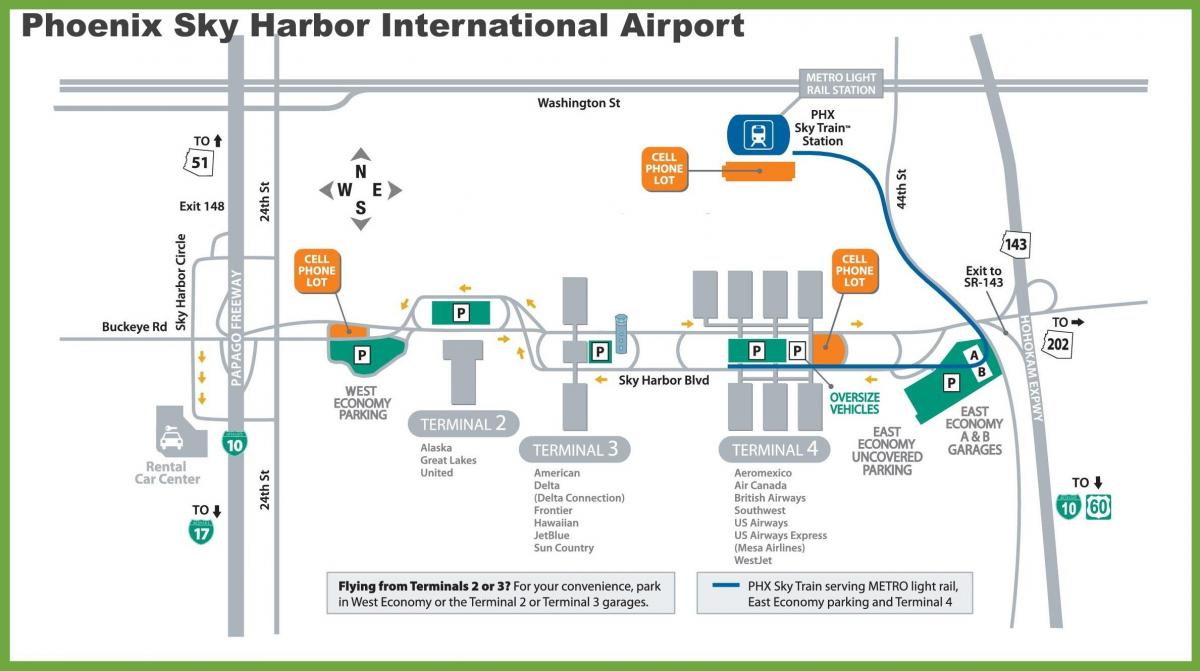 Phoenix airport πύλη χάρτης