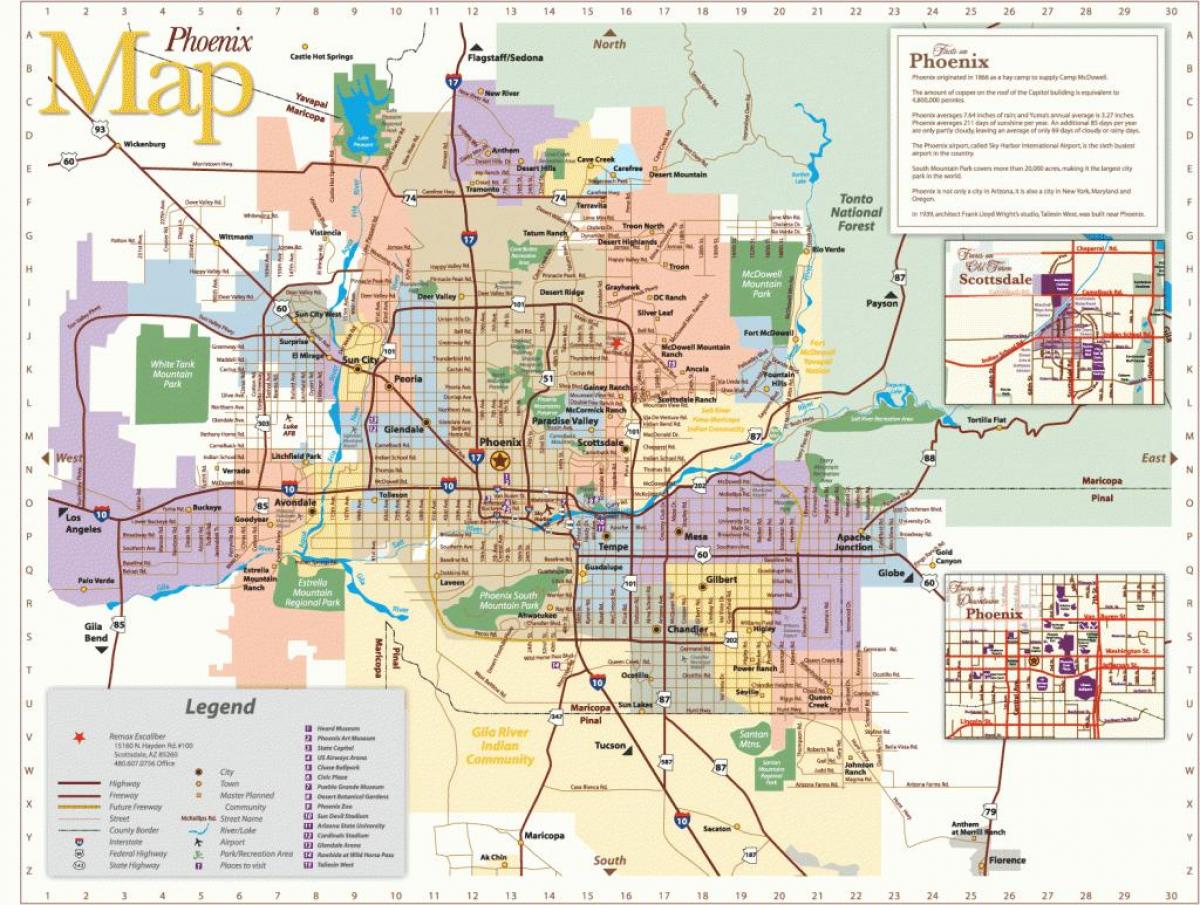 Phoenix δρομολόγια λεωφορείων χάρτης