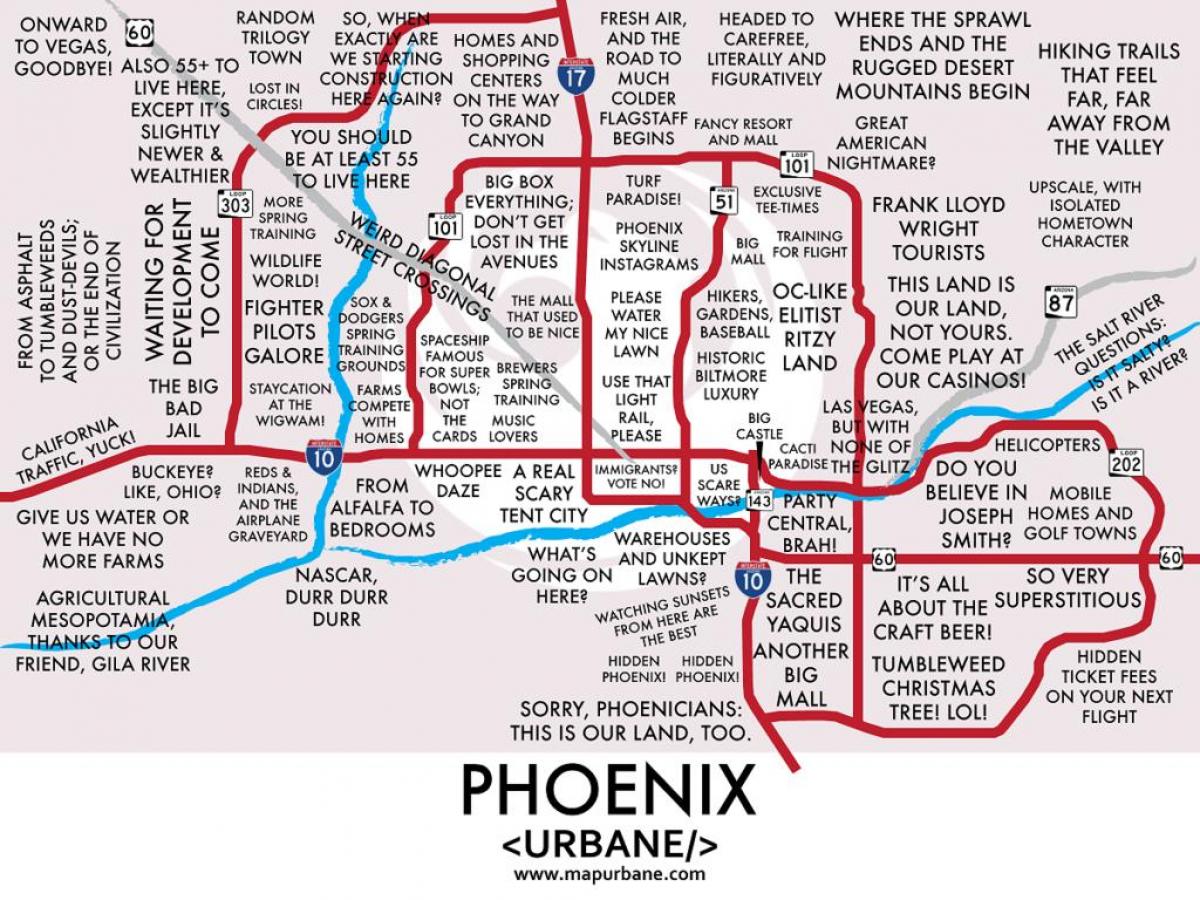 χάρτης της Phoenix προάστια