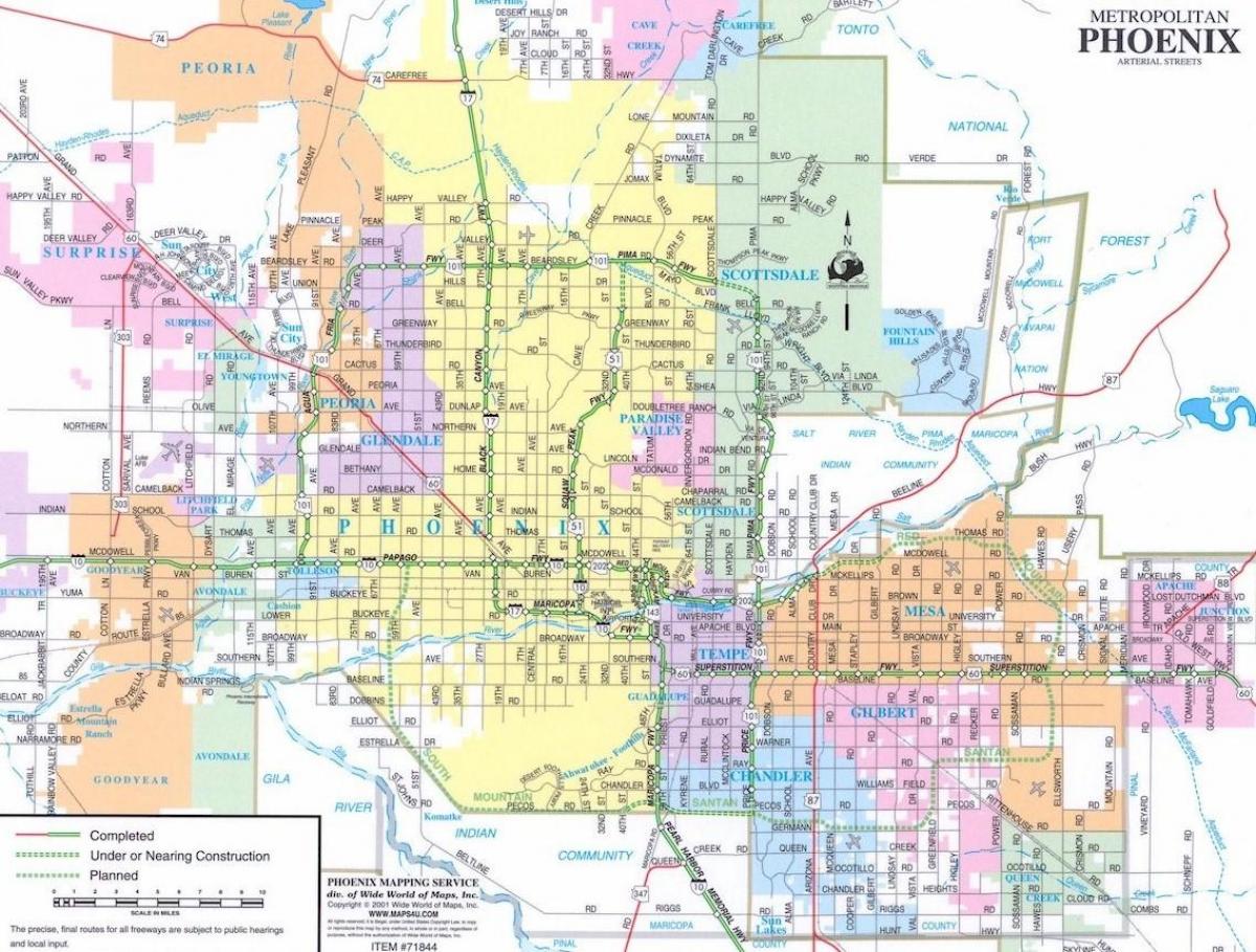 χάρτης της Phoenix πόλεις