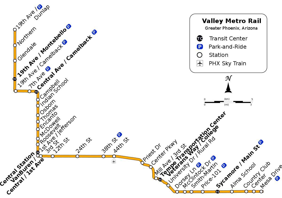 Κοιλάδα του μετρό, λεωφορείο χάρτη της διαδρομής