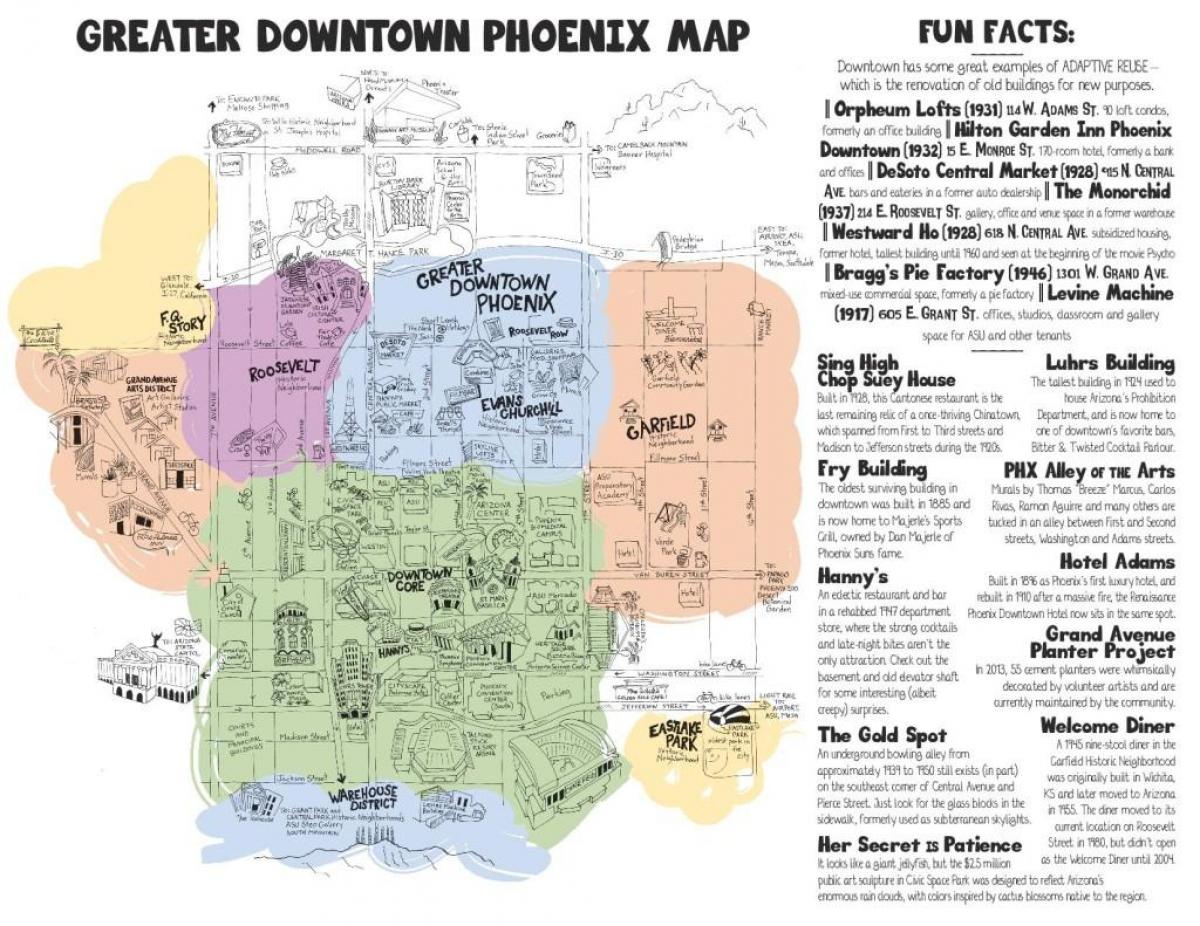 χάρτης του κέντρου της πόλης Phoenix