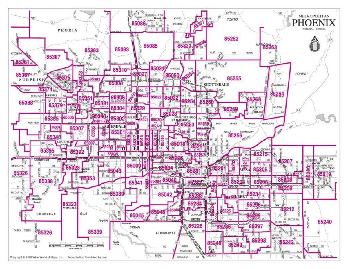 πόλη του Phoenix ταχυδρομικός κώδικας χάρτης
