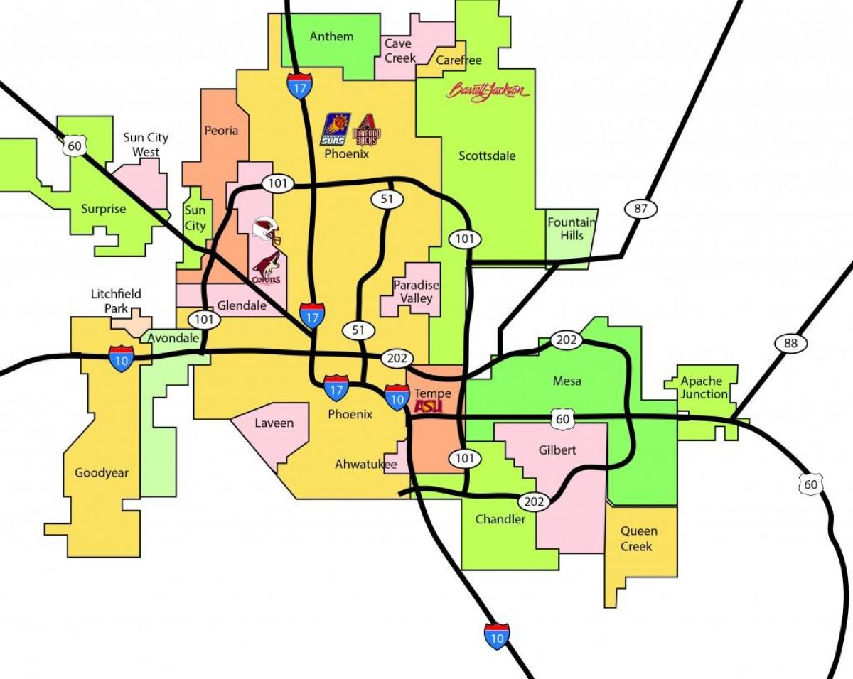 Phoenix metro χάρτης περιοχής