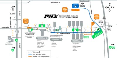 Phoenix διεθνές αεροδρόμιο χάρτης